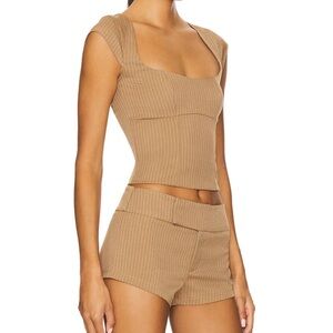 Superdown Tan Ribbed Women's Set
